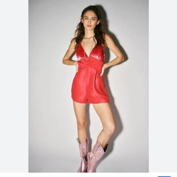 Free People Sylkie Vibrant Pink Romper - Picture 4 of 8